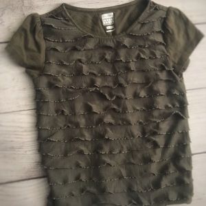 Green ruffle Toddler short sleeve shirt